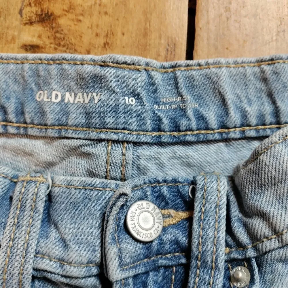 Old Navy shorts size 10 girls denim high rise distressed rainbow summer